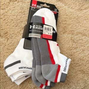 Under Armour White, Gray, and Red Athletic socks - 4 pair